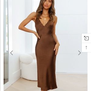 NWT HELLO MOLLY Text Me Later Brown Midi Dress